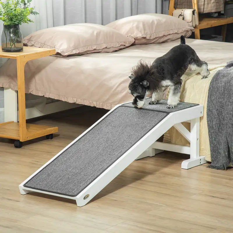 PawHut Dog Ramp for Beds - 49" Pet Stairs with Non-Slip Carpet & Platform