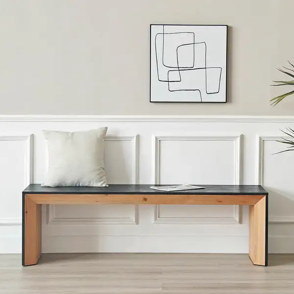 Modern Dining Bench, 59" Wood Bench for Bedroom, Hallway & Restaurant - Minihomy