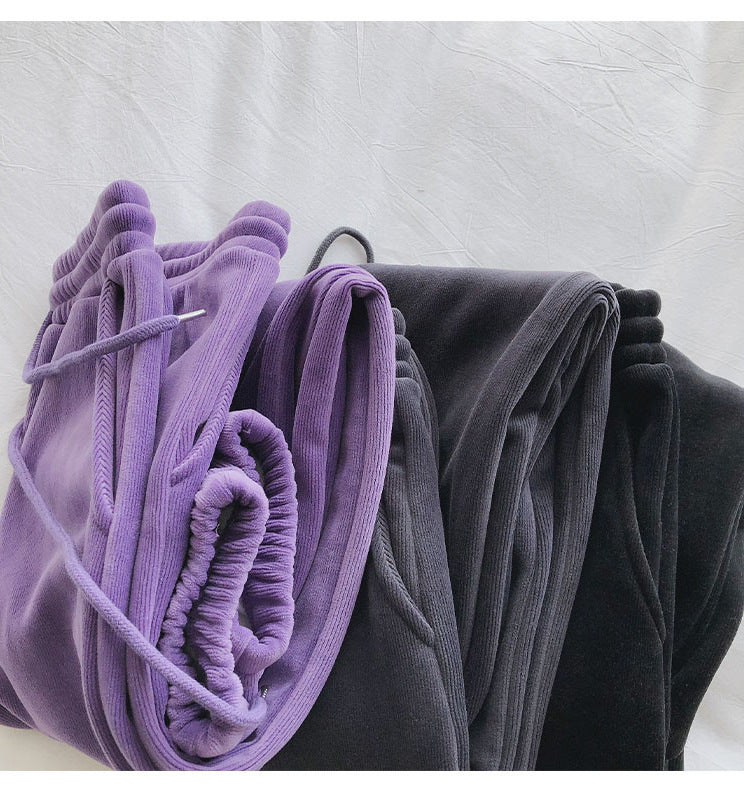 Sports Pants Female Fleece Lined Thick Loose Outerwear Casual Pants