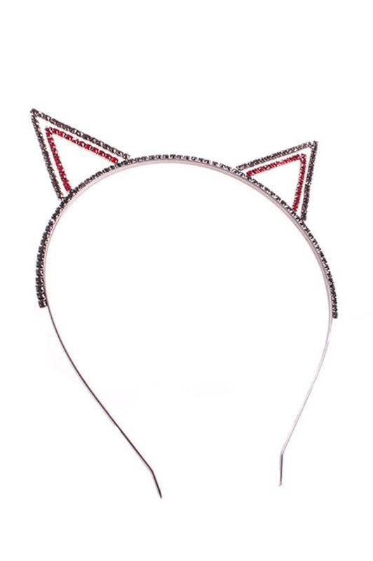 Pointy Rhinestone Cat Ears Headband - Stylish Accessory for Parties & Costumes - Minihomy