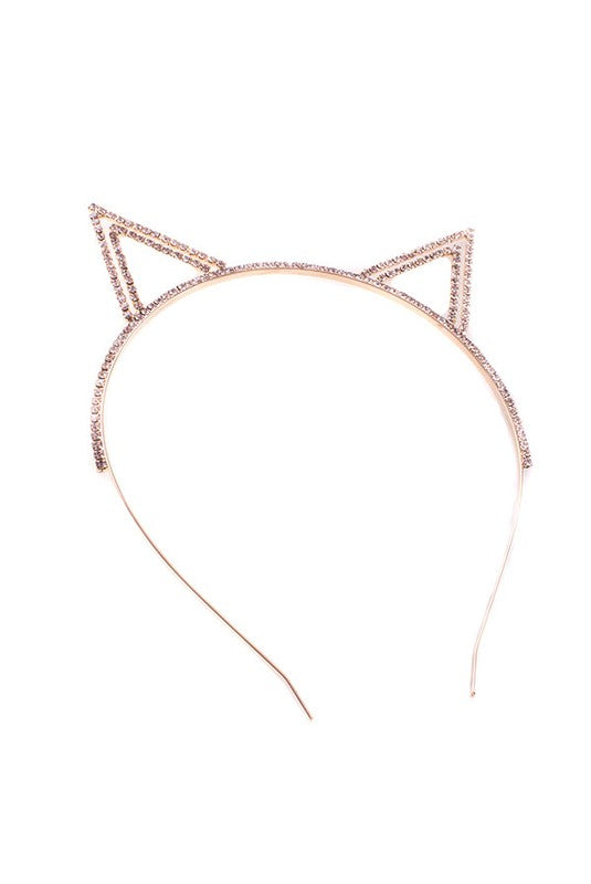 Pointy Rhinestone Cat Ears Headband - Stylish Accessory for Parties & Costumes - Minihomy
