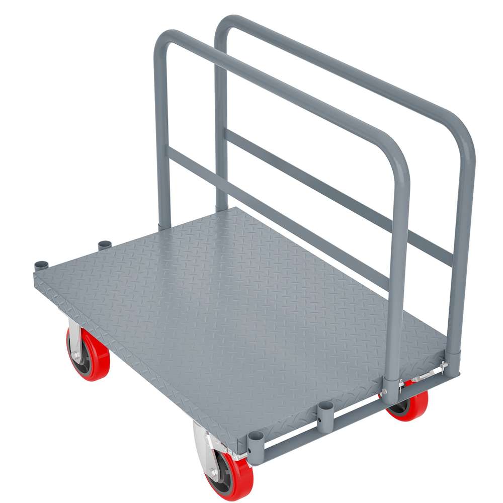 Heavy-Duty Steel Panel Truck, 2000lb Capacity, 6' Swivel Brake Casters