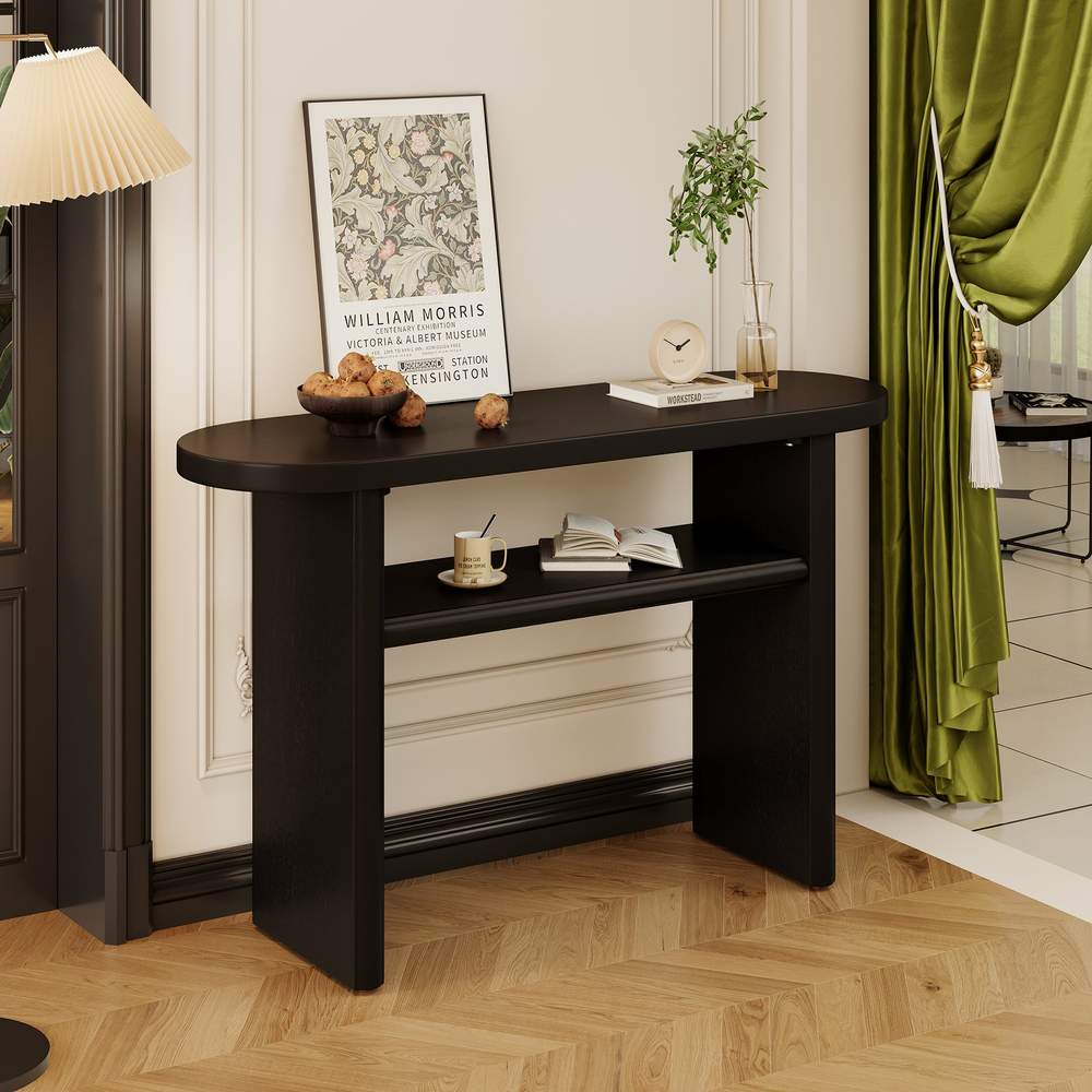 Elegant Minimalist Console Table: Black Entryway Table with Shelf