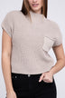 Mock Neck Short Sleeve Cropped Sweater for Women - Stylish Knit Top - Minihomy