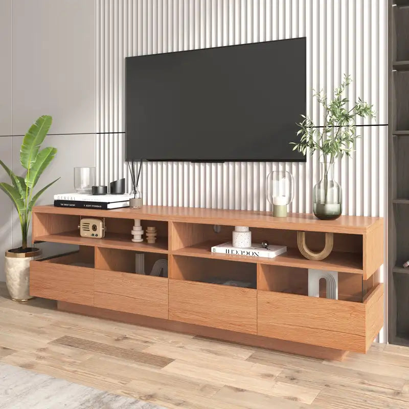 75" TV Stand with Drawers & Open Shelving - Modern Media Console
