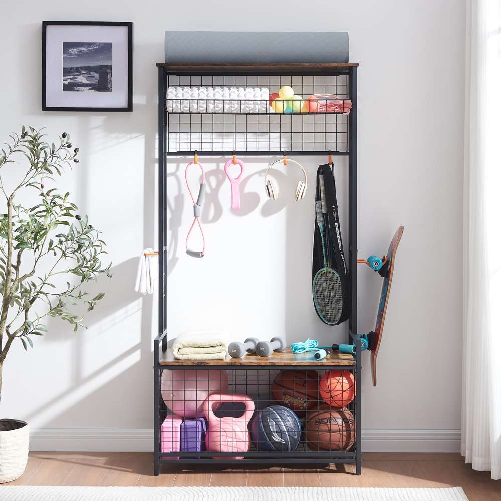 Garage Sports Ball Organizer: Basketball Rack & Storage System for Kids