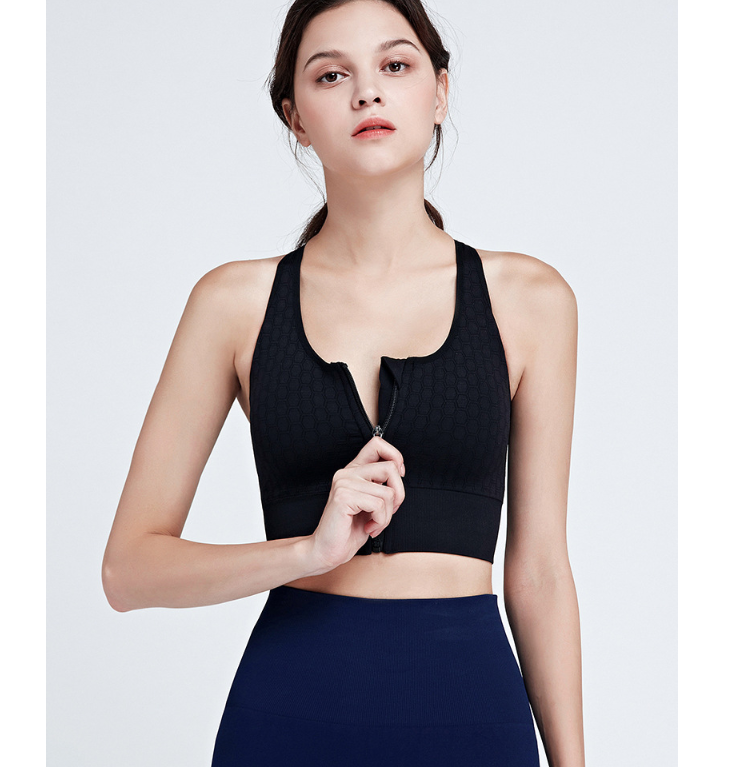 Women Zipper Sports Bras - High-Intensity Shockproof Underwear Running Fitness Vest