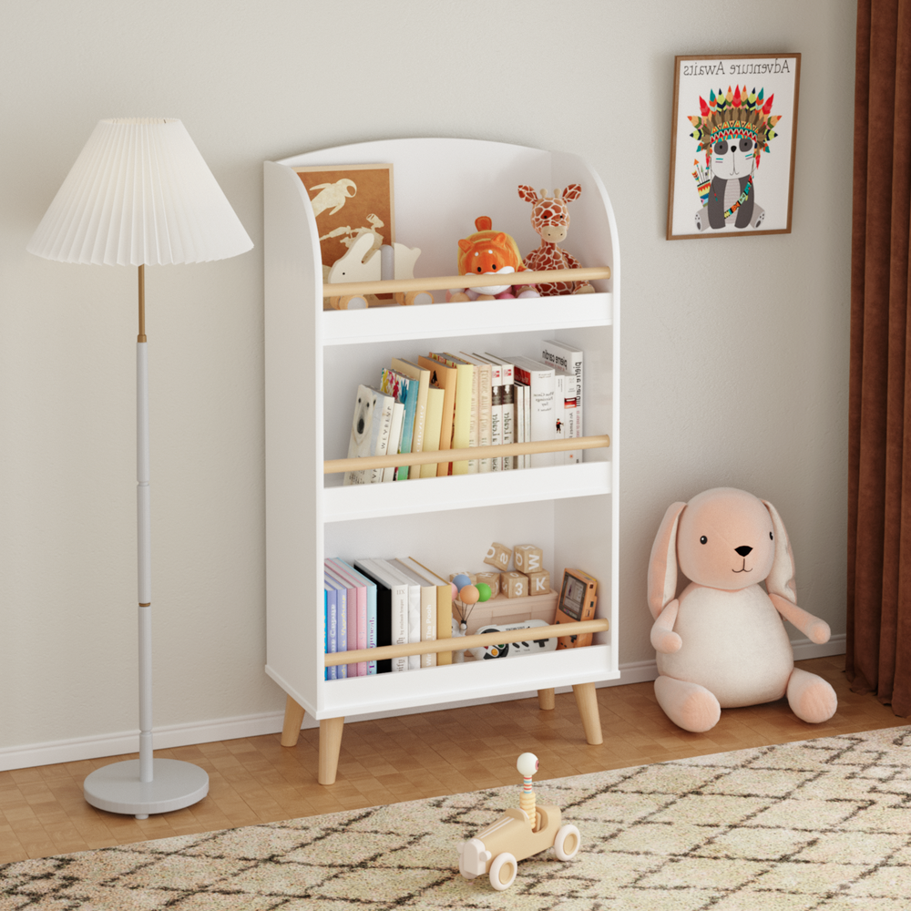 Kids 3-Tier Bookcase & Toy Organizer - White
