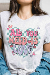 Plus Size - All You Need Is Love Graphic T-Shirt - Minihomy