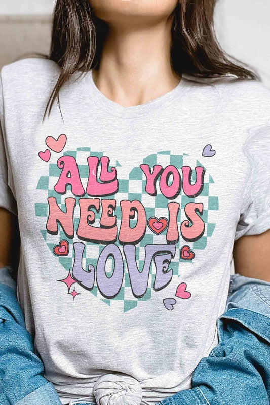 Plus Size - All You Need Is Love Graphic T-Shirt - Minihomy
