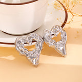 Lava Heart Earrings: Pleated Hollow Design, Valentine's Day Gift for Women