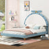 Blue Upholstered Platform Bed with Alarm Clock Headboard - Full Size - Minihomy