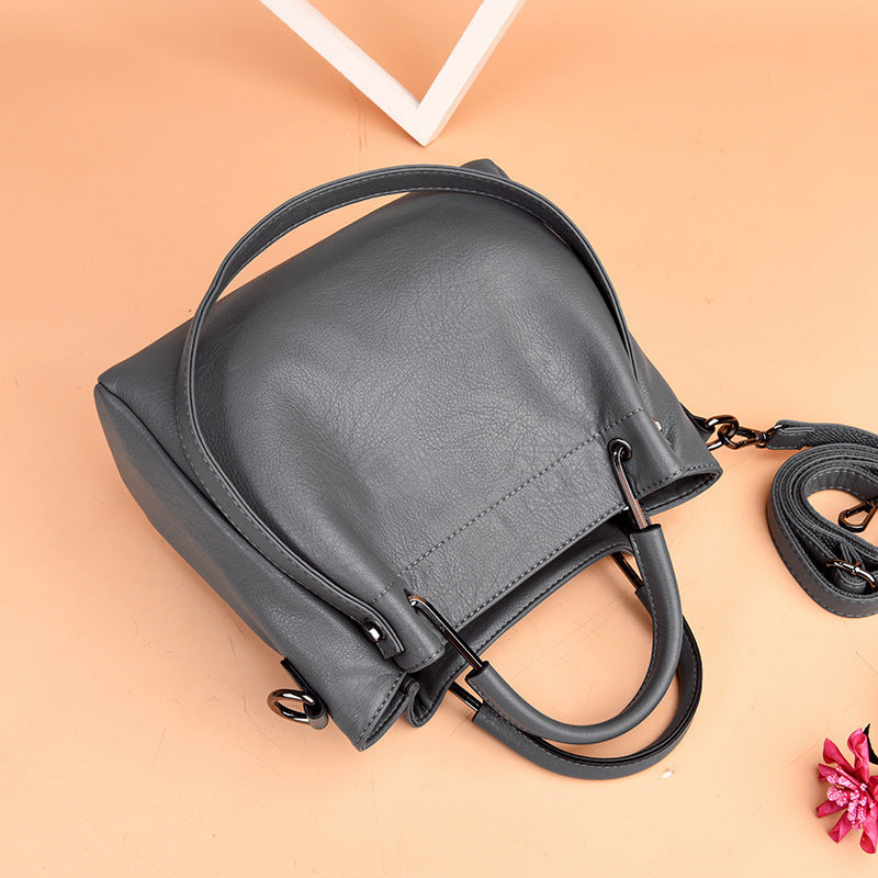Bags Handbags Korean Fashion Women's Bags Soft Leather Retro Bucket Bag Handbag - Minihomy