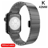 Metal Butterfly Buckle Watch Strap with Bead Detail