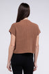 Mock Neck Short Sleeve Cropped Sweater for Women - Stylish Knit Top - Minihomy