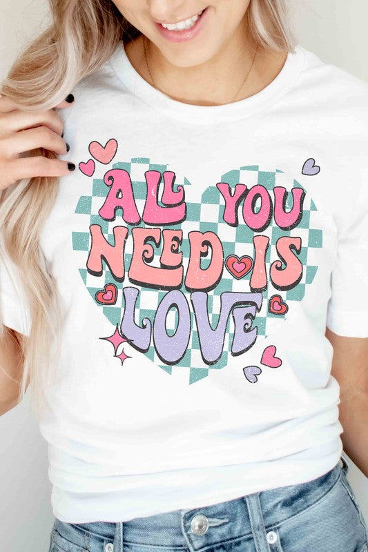 Plus Size - All You Need Is Love Graphic T-Shirt - Minihomy