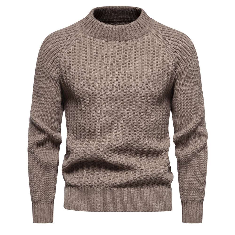Men's Casual Loose Solid Color Round Neck Sweater - Minihomy