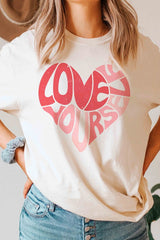 Plus Size - Love Yourself Heart Graphic T-Shirt - Minihomy