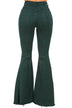 Leopard Print Bell Bottom Jeans in Pine Green - Stylish Women's Fashion - Minihomy