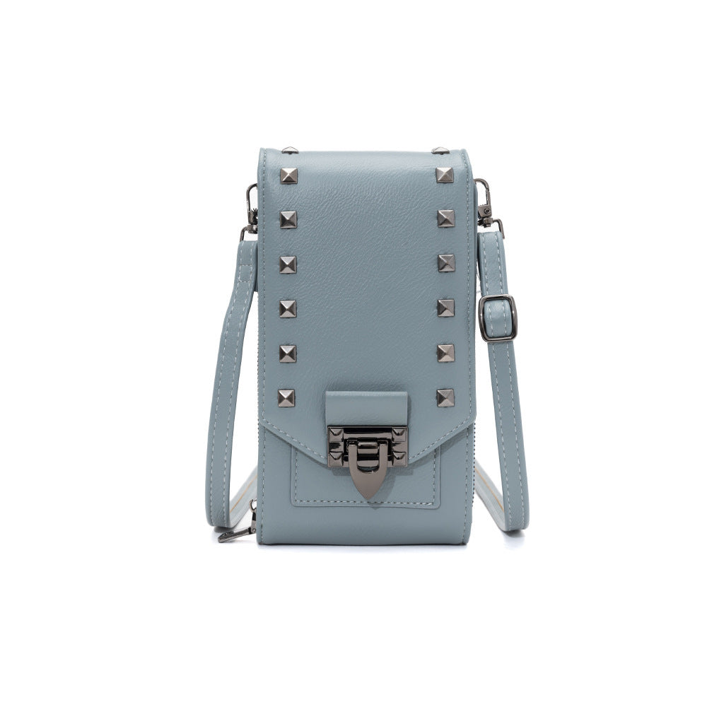 Women's Solid Crossbody Bag - Rivet Design Shoulder Phone Handbag