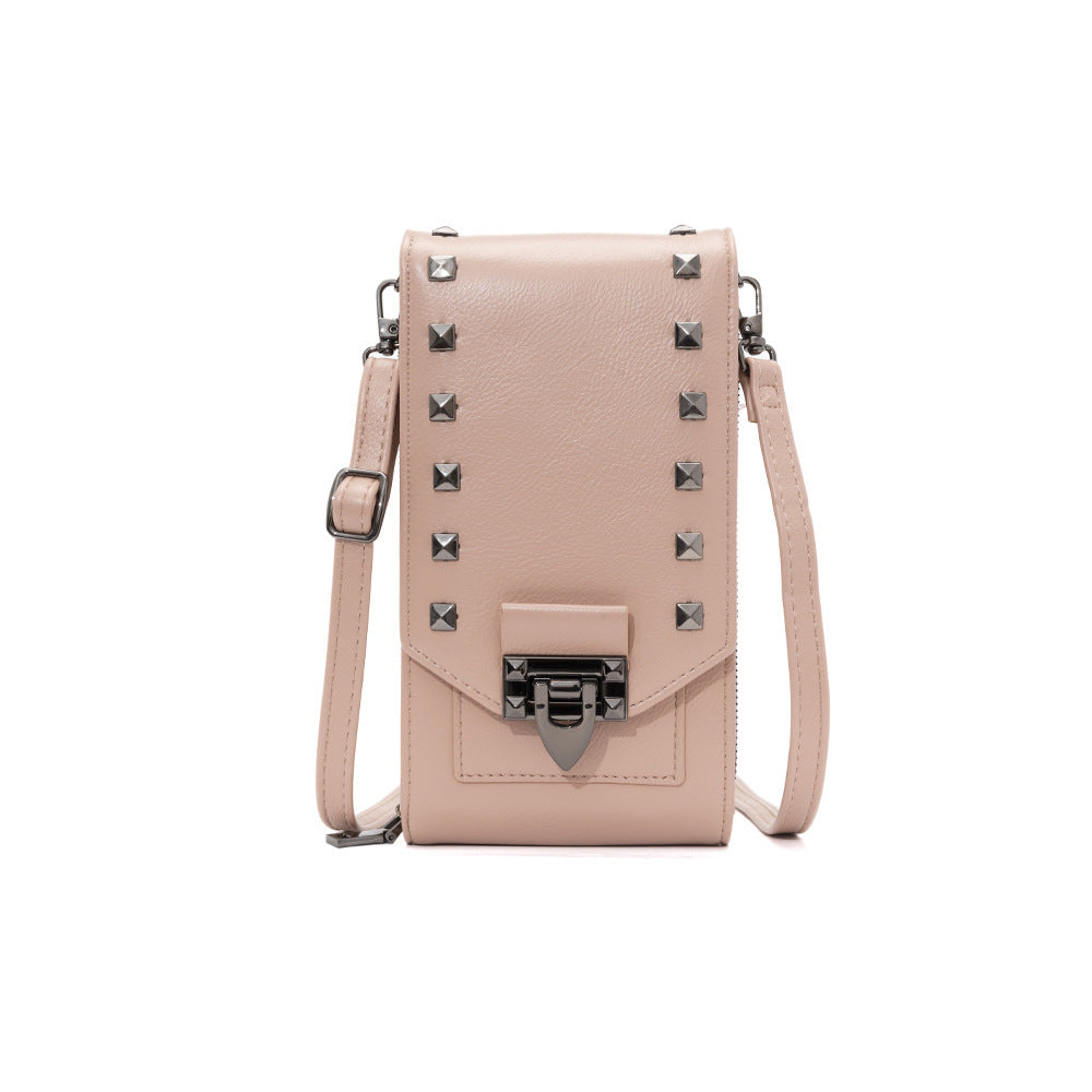 Women's Solid Crossbody Bag - Rivet Design Shoulder Phone Handbag
