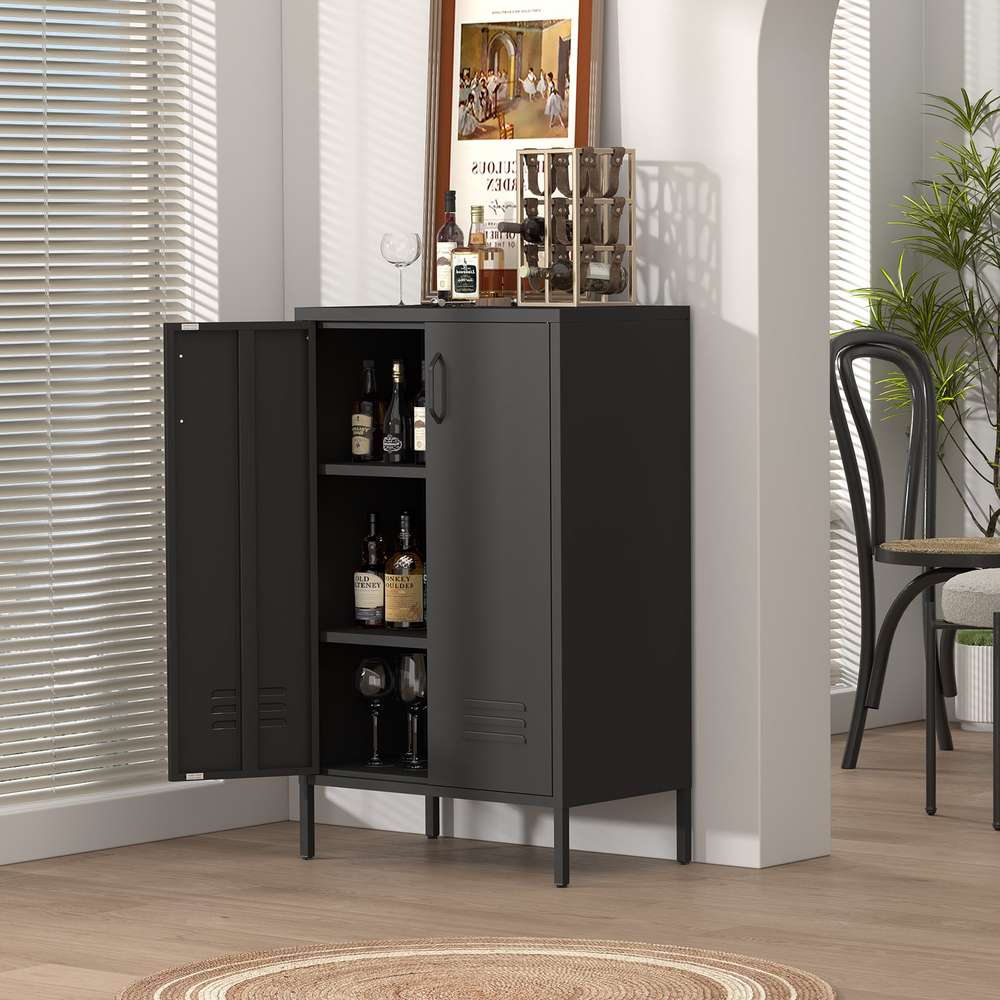 Steel Storage Cabinet with 2 Movable Partitions - Garage, Office, Home
