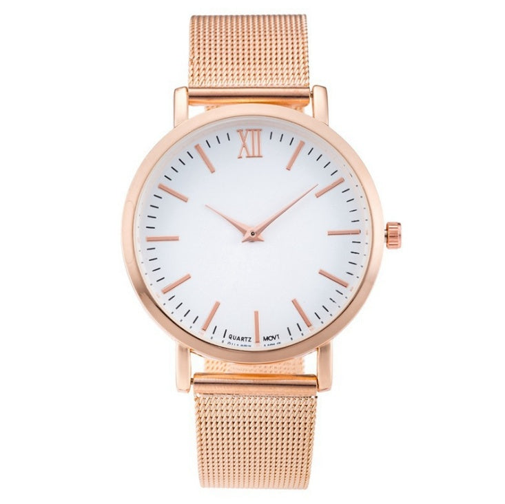 Women's Silver & Gold Mesh Marble Watch - Vansvar Fashion Quartz Wristwatch
