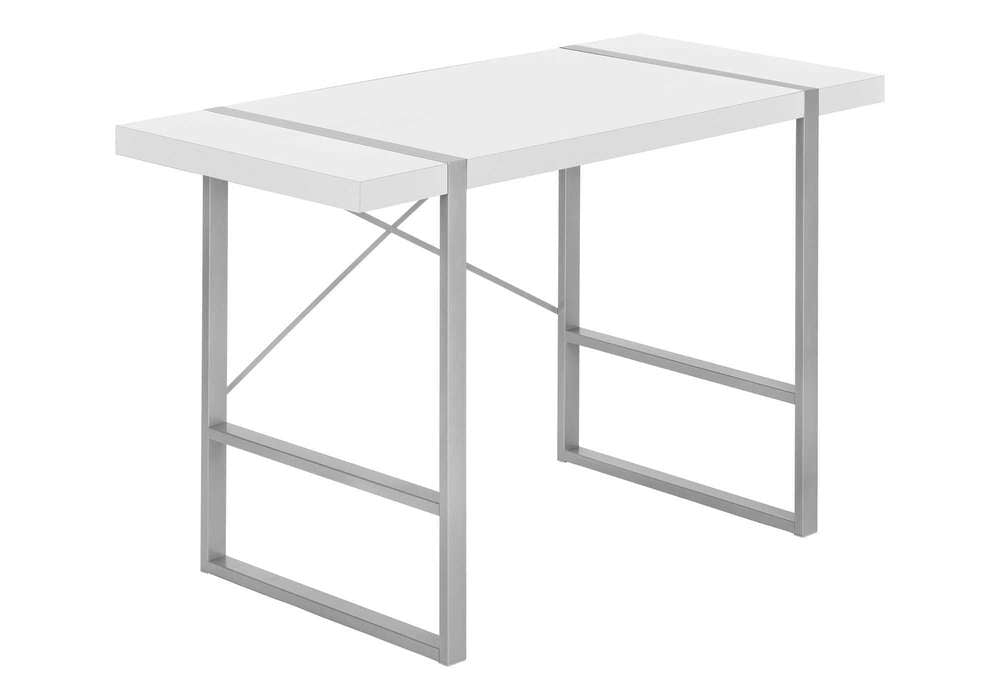 48" White & Grey Computer Desk - Modern Home Office Laptop Workstation