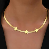 Gold Stainless Steel Star Necklace - Fashion Jewelry