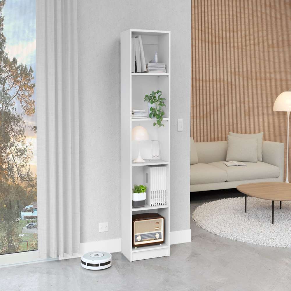 Compact Vinton XS White Bookcase - Multiple Shelves