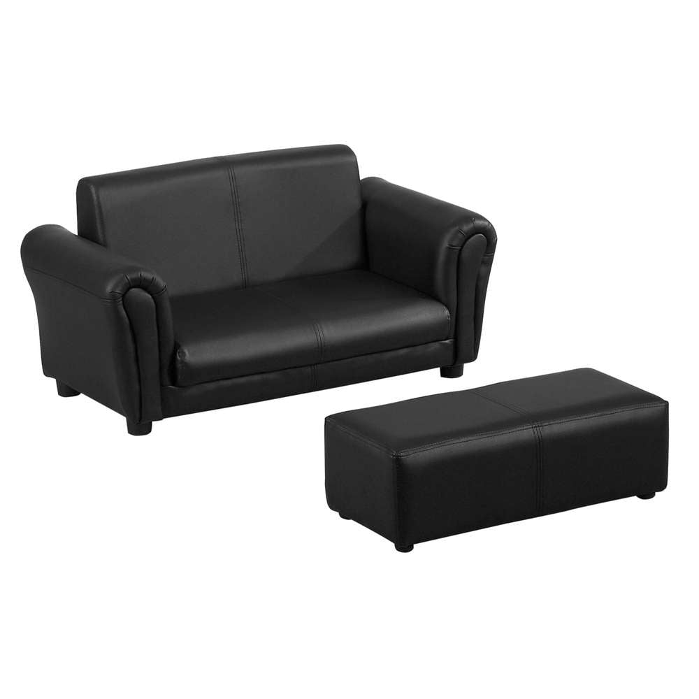 Kids Sofa & Footstool Set - Toddler Couch for Playroom, Nursery, Bedroom - Black