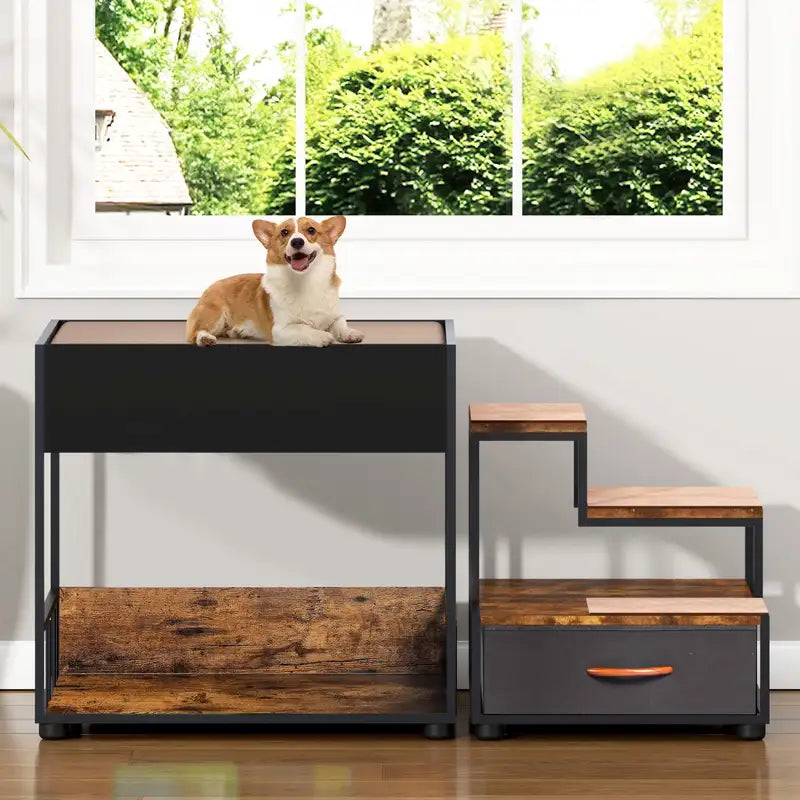 Elevated Dog Bed Window Perch with Storage - Pet Step & Bunk Beds