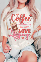 Plus Size - Coffee Is My Love Language Graphic Tee - Minihomy