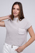 Mock Neck Short Sleeve Cropped Sweater for Women - Stylish Knit Top - Minihomy