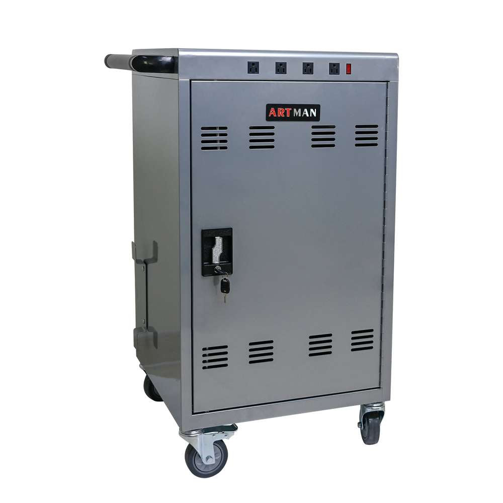 35-Device Mobile Charging Cart Cabinet for Tablets & Laptops - Silver (B30PLUS)