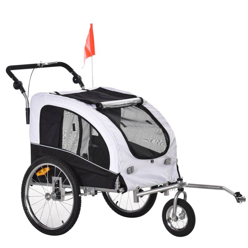 Aosom 2-in-1 Dog Bike Trailer & Stroller - Pet Carrier with Canopy