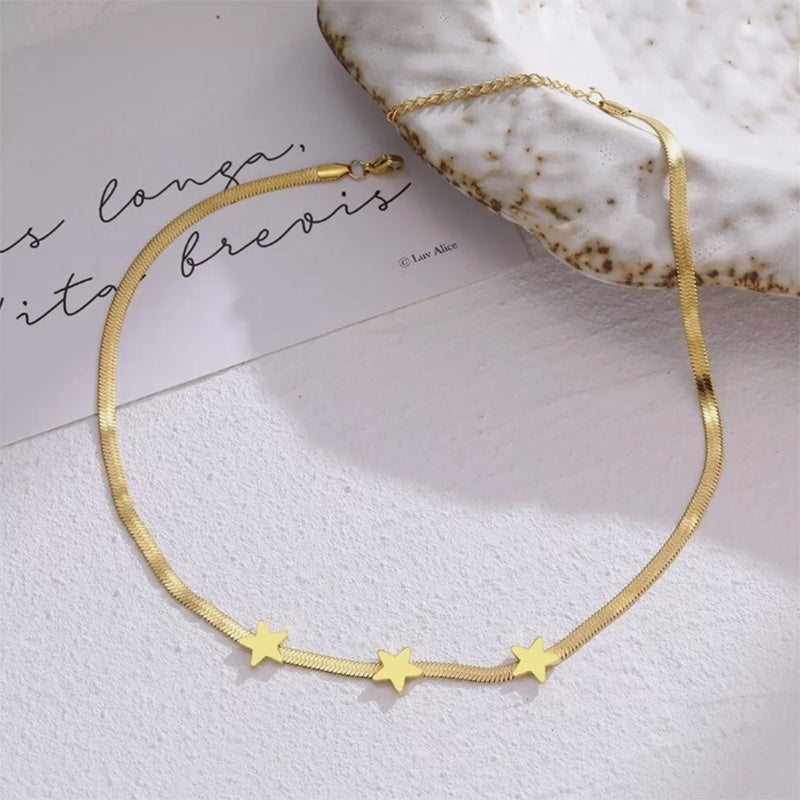 Gold Stainless Steel Star Necklace - Fashion Jewelry