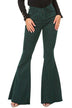 Leopard Print Bell Bottom Jeans in Pine Green - Stylish Women's Fashion - Minihomy