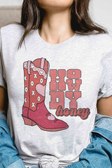 Plus Size - Howdy Honey Graphic T-Shirt - Minihomy