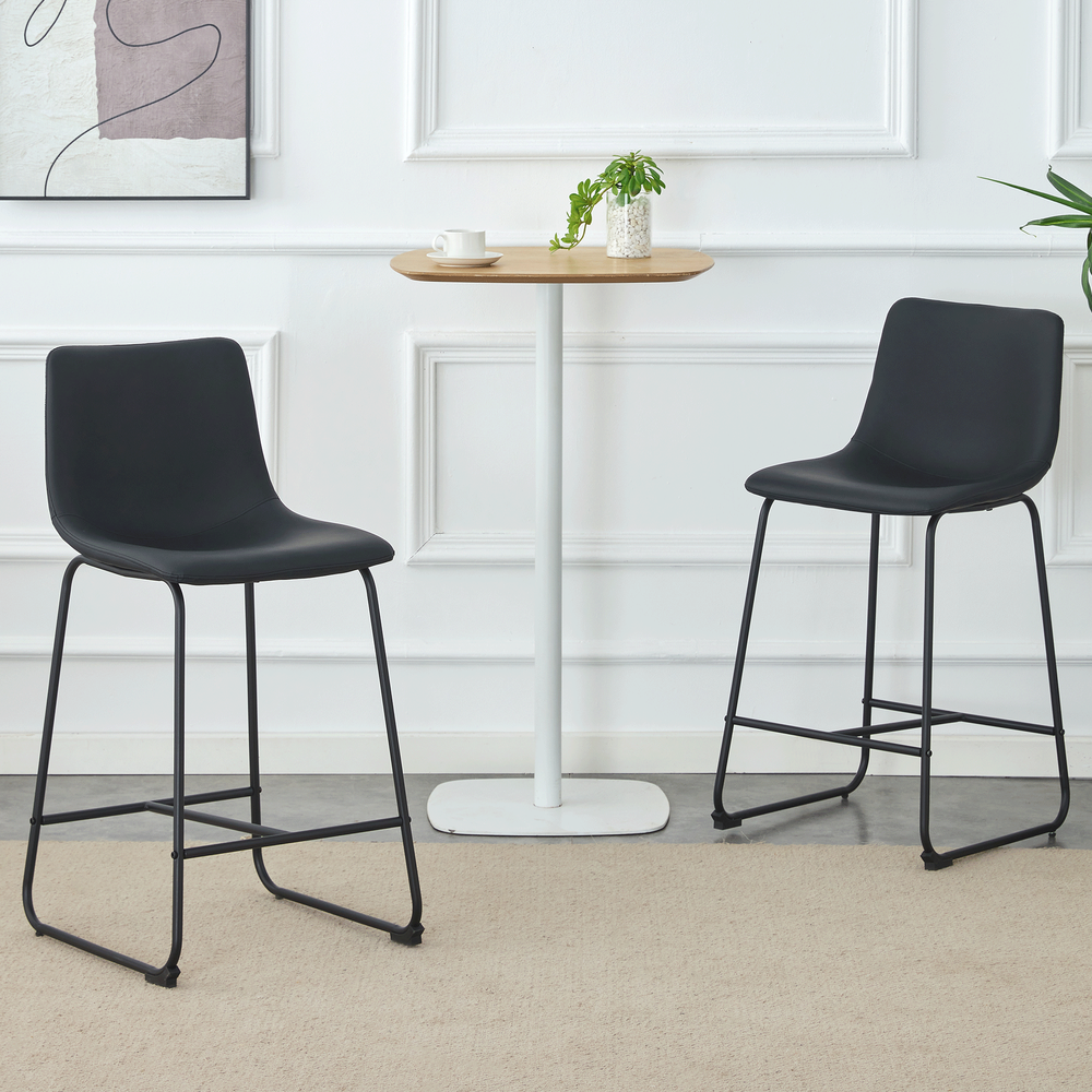 Black Minimalist Bar Stool - Modern Kitchen & Home Counter Height