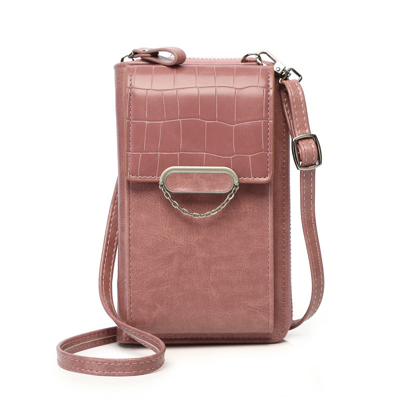 Women's Stone Pattern Crossbody Phone Bag with Chain Strap