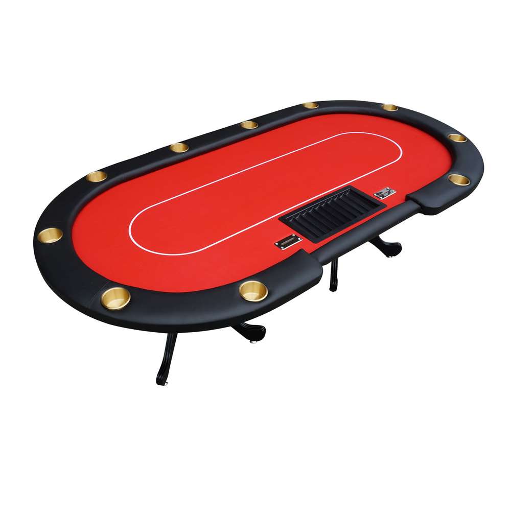 96" Oval Poker Table - Premium Texas Holdem, Waterproof Felt, Cup Holders