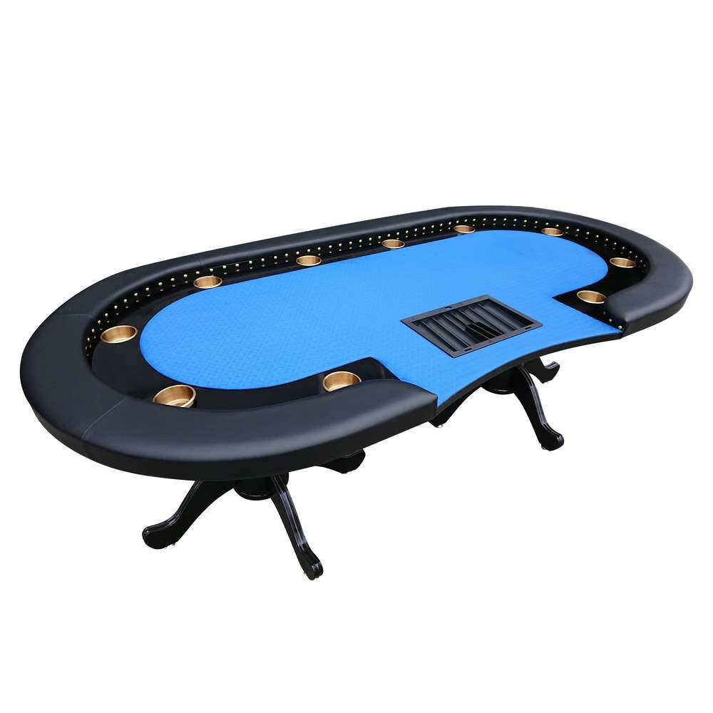 Premium 96" Oval Poker Table for 10 Players - Texas Hold'em