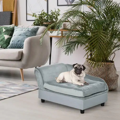 Luxury Small Dog Bed with Storage - Gray Pet Sofa Couch