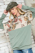 Plus Size Mix and Match Floral Print Sweatshirt - Oversized Fit, Round Neck, Long Sleeves - Minihomy