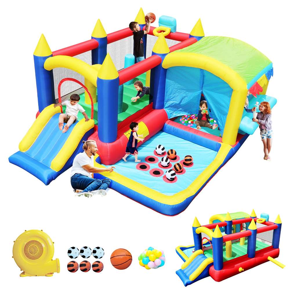 7-in-1 Inflatable Bounce House with Ball Pit - Indoor/Outdoor Kids Party Fun