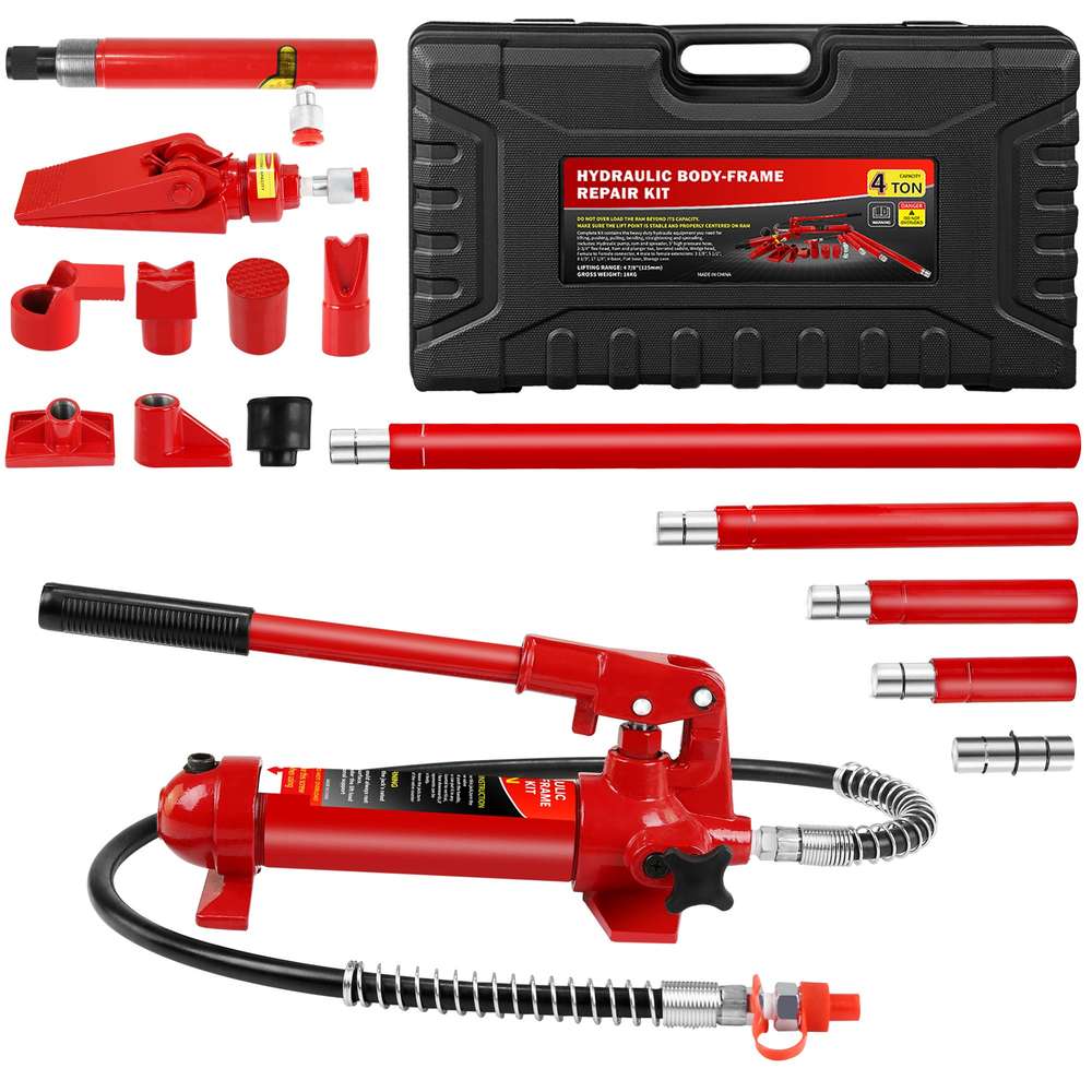 4-Ton Portable Hydraulic Jack Kit - Auto Body Frame Repair Tool