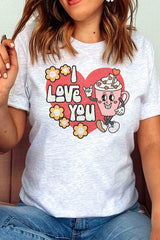 Plus Size - I LOVE YOU Graphic T-Shirt - Minihomy