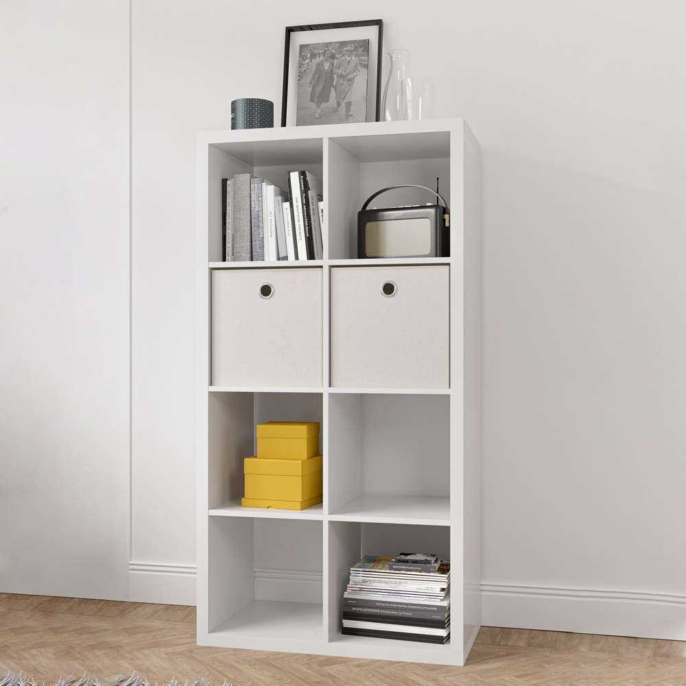 Smart Cube Organizer: 8-Cube Bookshelf with Open Back (White)
