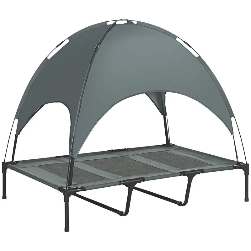 PawHut Elevated Dog Cot (48", Gray) - Portable Pet Bed w/ UV Canopy